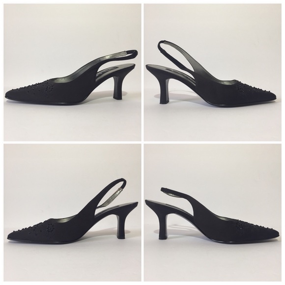 Nina Beaded Point Toe Heels Black Size 8M - Picture 3 of 8